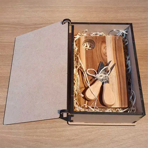 Kit Tabua e Garfinhos Queijo em Caixa MDF